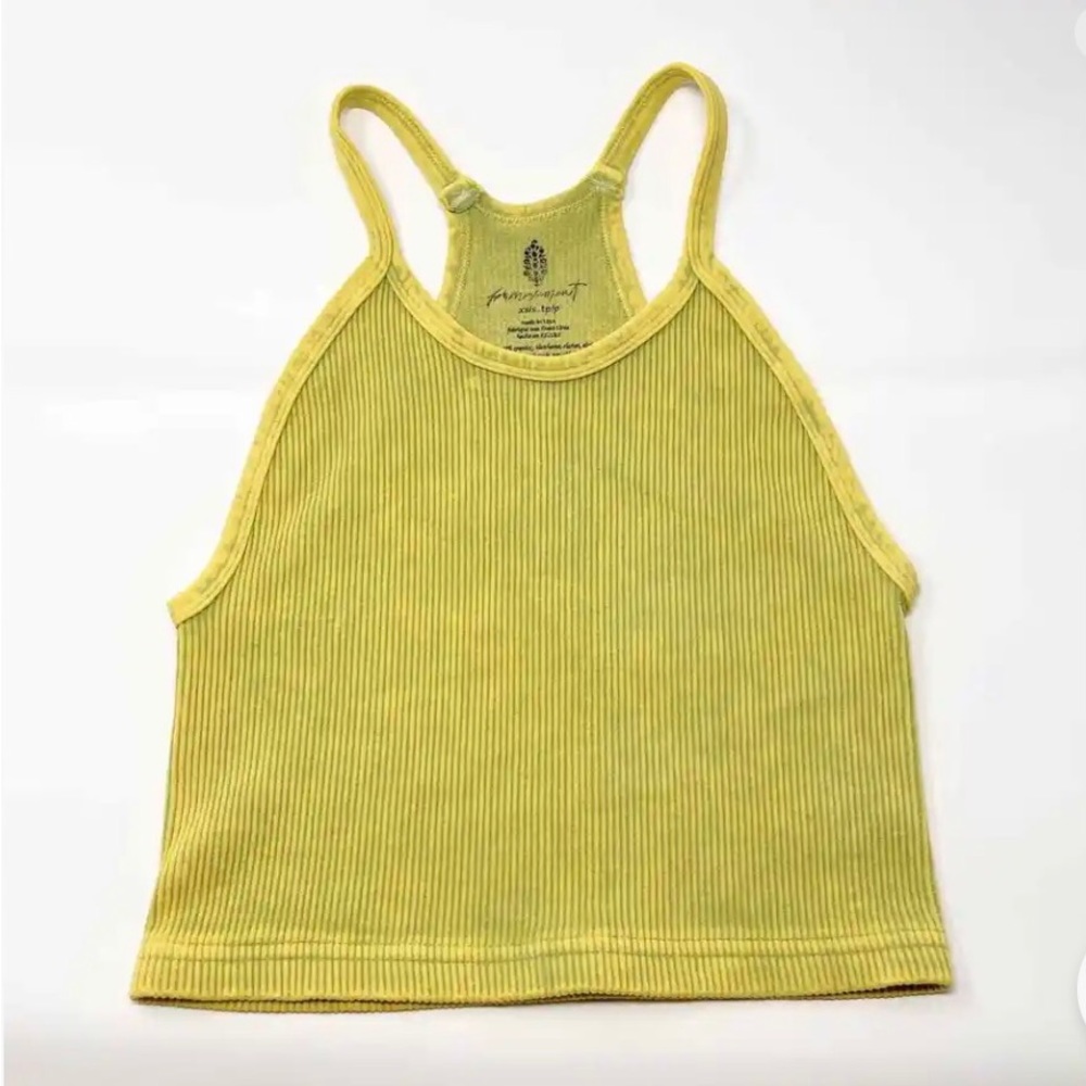 FP Movement Happiness Run Crop Ribbed Tank in Sulpher Spring yellow/ Sz Xsm/Sm